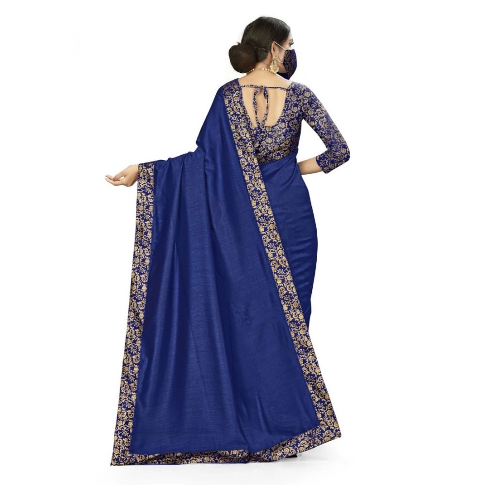 Women's Silk Blend Saree (Neavy blue, 5 - 6mtrs) - ElegantAlpha