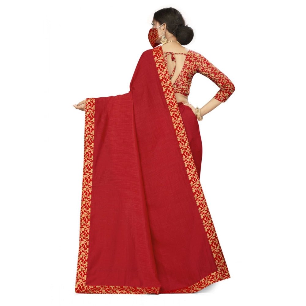 Women's Silk Blend Saree (Red, 5 - 6mtrs) - ElegantAlpha