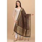 Women's Silk Pure weaving Work Duppatta (Black, Length: 2 - 2.3 Mtrs) - ElegantAlpha