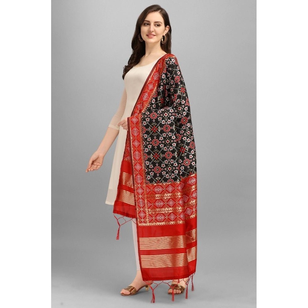 Women's Silk Pure weaving Work Duppatta (Black, Length: 2 - 2.3 Mtrs) - ElegantAlpha