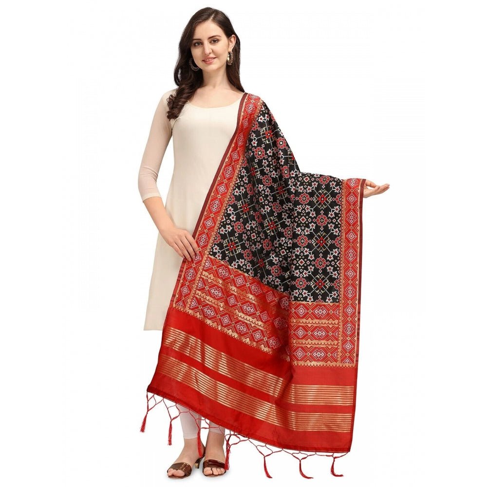 Women's Silk Pure weaving Work Duppatta (Black, Length: 2 - 2.3 Mtrs) - ElegantAlpha