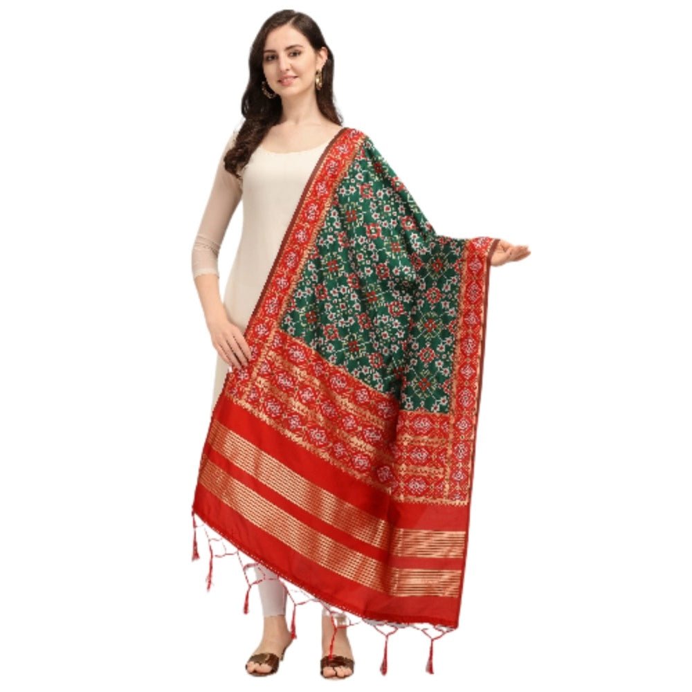 Women's Silk Pure weaving Work Duppatta (Green, Length: 2 - 2.3 Mtrs) - ElegantAlpha