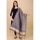 Women's Silk Pure weaving Work Duppatta (Grey, Length: 2 - 2.3 Mtrs) - ElegantAlpha