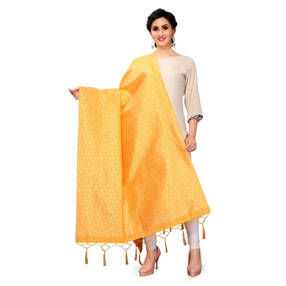 Women's Silk Pure weaving Work Duppatta (Honey, Length: 2 - 2.3 Mtrs) - ElegantAlpha