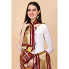 Women's Silk Pure weaving Work Duppatta (Maroon, Length: 2 - 2.3 Mtrs) - ElegantAlpha