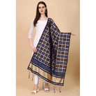 Women's Silk Pure weaving Work Duppatta (Navy Blue, Length: 2 - 2.3 Mtrs) - ElegantAlpha