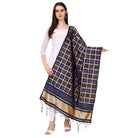 Women's Silk Pure weaving Work Duppatta (Navy Blue, Length: 2 - 2.3 Mtrs) - ElegantAlpha