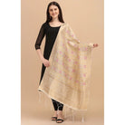 Women's Silk Pure weaving Work Duppatta (Off White, Length: 2 - 2.3 Mtrs) - ElegantAlpha