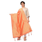 Women's Silk Pure weaving Work Duppatta (Orange, Length: 2 - 2.3 Mtrs) - ElegantAlpha