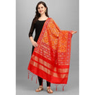 Women's Silk Pure weaving Work Duppatta (Orange, Length: 2 - 2.3 Mtrs) - ElegantAlpha