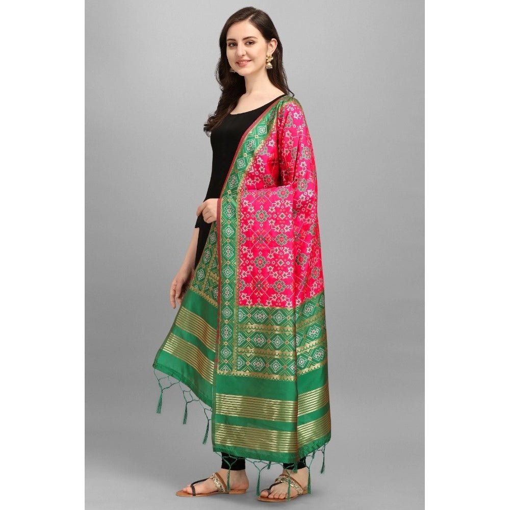 Women's Silk Pure weaving Work Duppatta (Pink, Length: 2 - 2.3 Mtrs) - ElegantAlpha