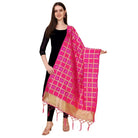 Women's Silk Pure weaving Work Duppatta (Pink, Length: 2 - 2.3 Mtrs) - ElegantAlpha