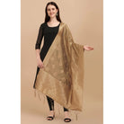 Women's Silk Pure Zari weaving Duppatta (Beige, Length: 2 - 2.3 Mtrs) - ElegantAlpha