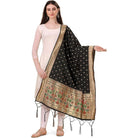 Women's Silk Pure Zari weaving Duppatta (Black, Length: 2 - 2.3 Mtrs) - ElegantAlpha