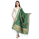 Women's Silk Pure Zari weaving Duppatta (Green, Length: 2 - 2.3 Mtrs) - ElegantAlpha