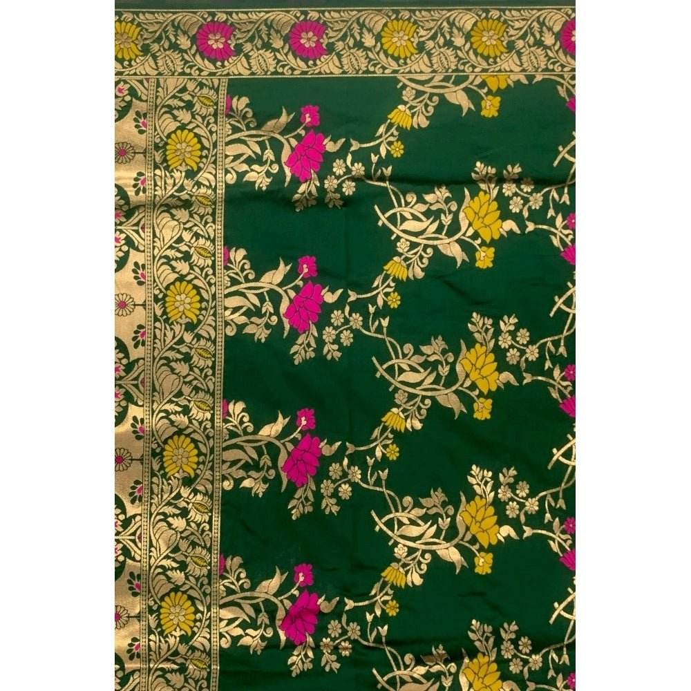 Women's Silk Pure Zari weaving Duppatta (Green, Length: 2 - 2.3 Mtrs) - ElegantAlpha