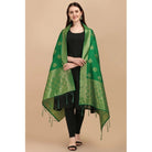 Women's Silk Pure Zari weaving Duppatta (Green, Length: 2 - 2.3 Mtrs) - ElegantAlpha