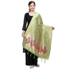 Women's Silk Pure Zari weaving Duppatta (Light Green, Length: 2 - 2.3 Mtrs) - ElegantAlpha