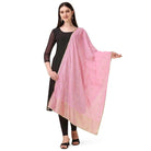 Women's Silk Pure Zari weaving Duppatta (Light Pink, Length: 2 - 2.3 Mtrs) - ElegantAlpha