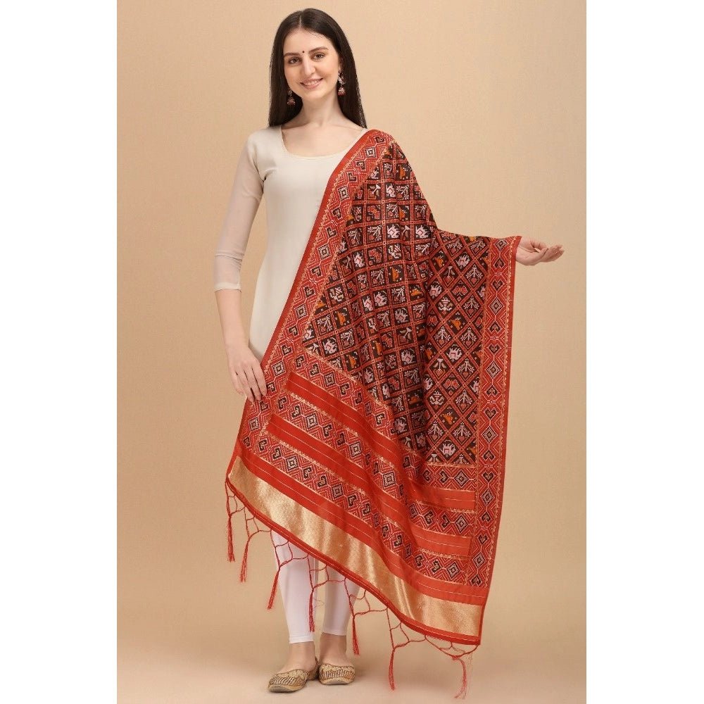 Women's Silk Pure Zari weaving Duppatta (Maroon, Length: 2 - 2.3 Mtrs) - ElegantAlpha