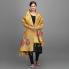 Women's Silk Pure Zari weaving Duppatta (Mustard Yellow, Length: 2 - 2.3 Mtrs) - ElegantAlpha