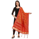 Women's Silk Pure Zari weaving Duppatta (Orange, Length: 2 - 2.3 Mtrs) - ElegantAlpha