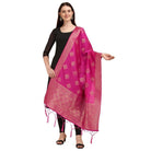 Women's Silk Pure Zari weaving Duppatta (Pink, Length: 2 - 2.3 Mtrs) - ElegantAlpha