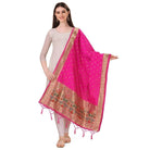 Women's Silk Pure Zari weaving Duppatta (Pink, Length: 2 - 2.3 Mtrs) - ElegantAlpha