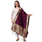 Women's Silk Pure Zari weaving Duppatta (Purple, Length: 2 - 2.3 Mtrs) - ElegantAlpha