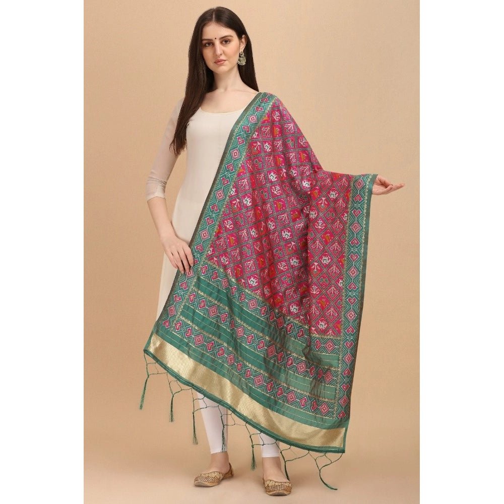 Women's Silk Pure Zari weaving Duppatta (Purple, Length: 2 - 2.3 Mtrs) - ElegantAlpha