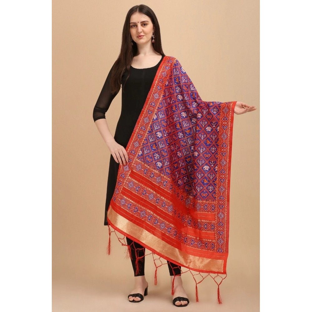 Women's Silk Pure Zari weaving Duppatta (Purple, Length: 2 - 2.3 Mtrs) - ElegantAlpha