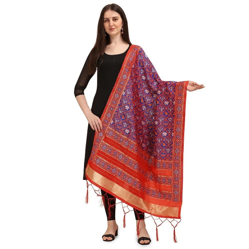 Women's Silk Pure Zari weaving Duppatta (Purple, Length: 2 - 2.3 Mtrs) - ElegantAlpha