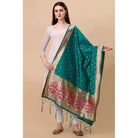 Women's Silk Pure Zari weaving Duppatta (Rama, Length: 2 - 2.3 Mtrs) - ElegantAlpha