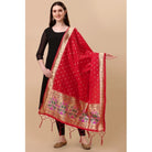 Women's Silk Pure Zari weaving Duppatta (Red, Length: 2 - 2.3 Mtrs) - ElegantAlpha