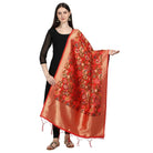 Women's Silk Pure Zari weaving Duppatta (Red, Length: 2 - 2.3 Mtrs) - ElegantAlpha