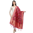 Women's Silk Pure Zari weaving Duppatta (red, Length: 2 - 2.3 Mtrs) - ElegantAlpha