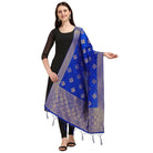 Women's Silk Pure Zari weaving Duppatta (Royal Blue, Length: 2 - 2.3 Mtrs) - ElegantAlpha