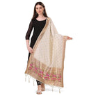 Women's Silk Pure Zari weaving Duppatta (White, Length: 2 - 2.3 Mtrs) - ElegantAlpha