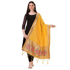 Women's Silk Pure Zari weaving Duppatta (Yellow, Length: 2 - 2.3 Mtrs) - ElegantAlpha