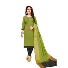 Women's Slub Cotton Unstitched Salwar - Suit Material With Dupatta (Mahendi Green, 2 Mtr) - ElegantAlpha