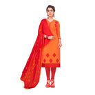 Women's Slub Cotton Unstitched Salwar - Suit Material With Dupatta (Orange, 2 Mtr) - ElegantAlpha