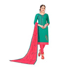 Women's Slub Cotton Unstitched Salwar - Suit Material With Dupatta (Turquoise, 2 Mtr) - ElegantAlpha