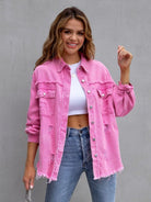 Women’s Solid Color Distressed Denim Jacket - ElegantAlpha®