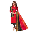 Women's South Slub Cotton Unstitched Salwar - Suit Material With Dupatta (Red, 2 - 2.5mtrs) - ElegantAlpha