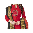 Women's South Slub Cotton Unstitched Salwar - Suit Material With Dupatta (Red, 2 Mtr) - ElegantAlpha