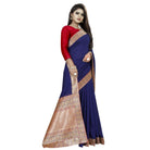 Women's Vichitra Silk Saree with Blouse (Blue,5 - 6 mtrs) - ElegantAlpha