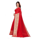 Women's Vichitra Silk Saree With Blouse (Red, 5 - 6 Mtrs) - ElegantAlpha