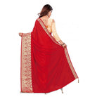 Women's Vichitra Silk Saree With Blouse (Red, 5 - 6 Mtrs) - ElegantAlpha