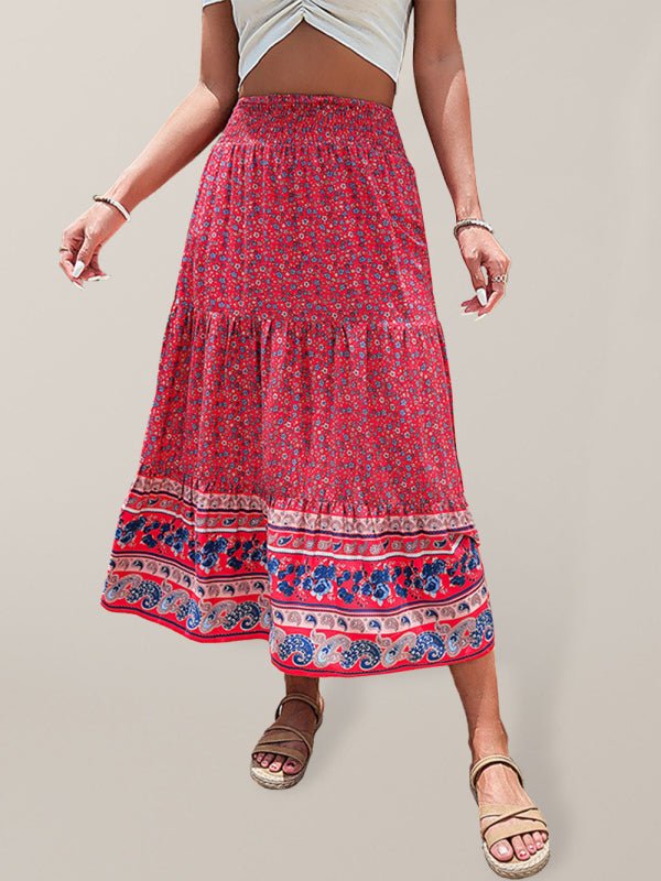 Woven Paisley Boho Resort Maxi Skirt - ElegantAlpha