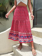 Woven Paisley Boho Resort Maxi Skirt - ElegantAlpha